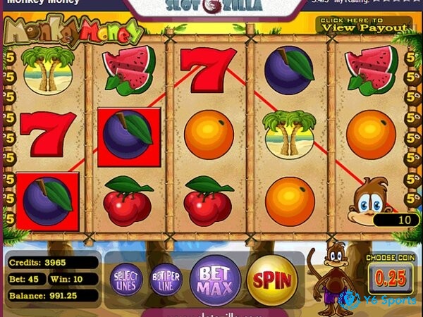 Thao tác quay slot trong Monkey money rất đơn giản