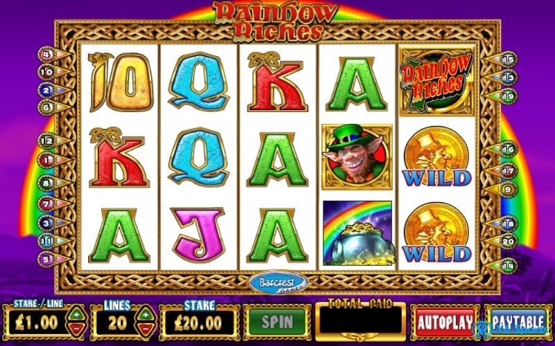 Rainbow Riches slot với giải độc đắc siêu khủng 250.000$