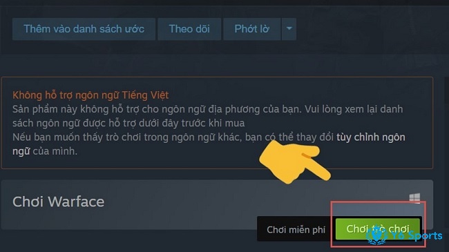 Truy cập vào web tải game Warface và lựa chọn chơi Warface