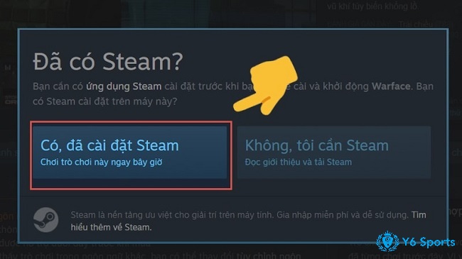 Bấm Cài đặt steam