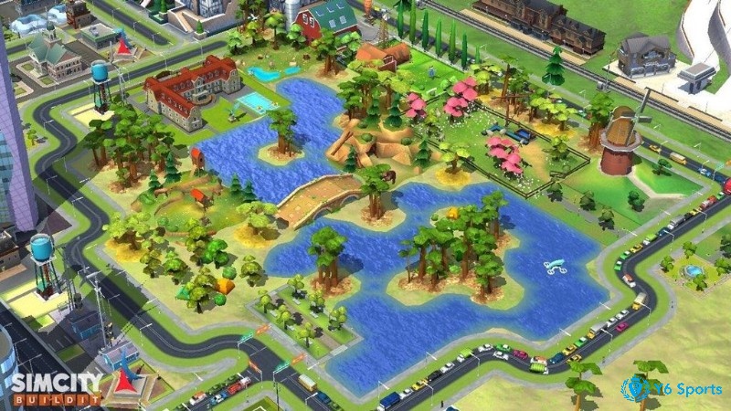 Một góc thành phố hiện đại với hệ thống giao thông thông minh trong SimCity