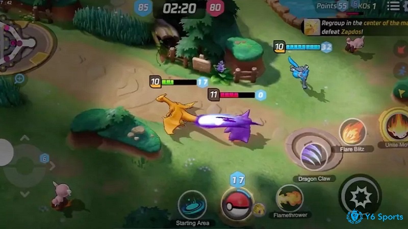 Pokémon MOBA Legends với đồ họa 3D sắc nét và hệ thống tiến hóa đa dạng trong trận đấu kéo dài 20 phút