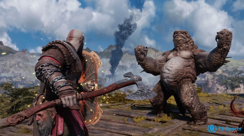 Kratos và Atreus đối đầu sinh vật thần thoại Bắc Âu trong đồ họa 8K ấn tượng.