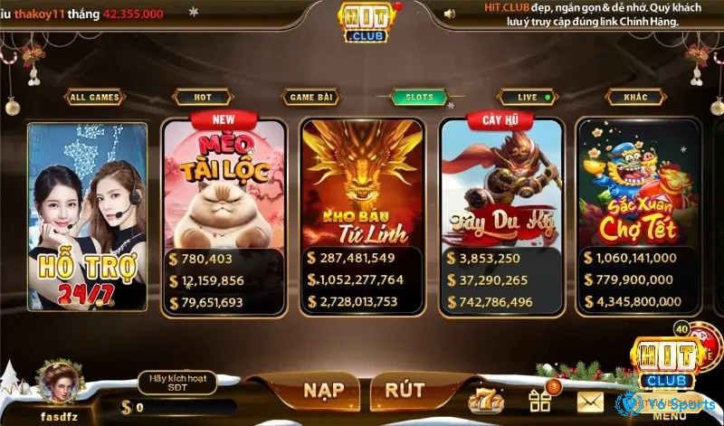 Giao diện trang chủ của nền tảng VN Gaming với hàng trăm game nổ hũ đa dạng.